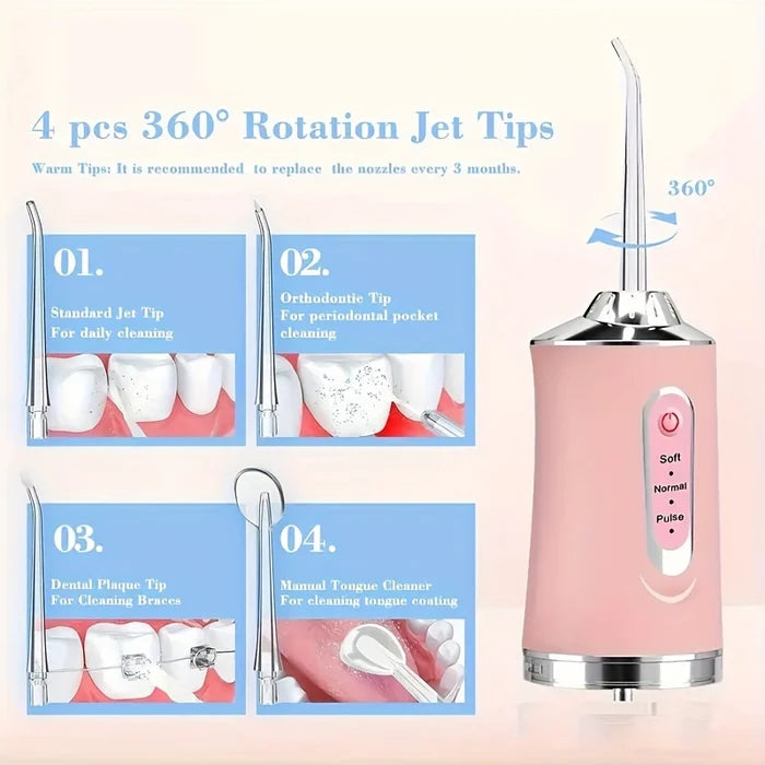 Rechargeable Portable Electric Dental Water Flosser Oral Irrigator With 4 OR 5 Nozzle