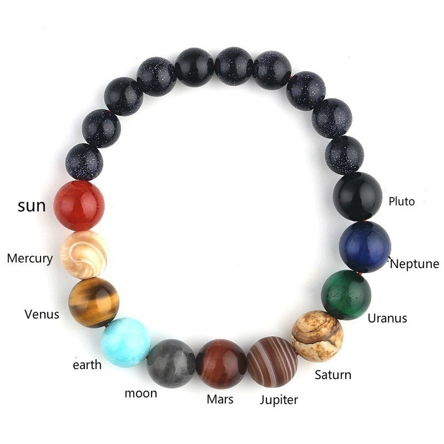 New Fashion Eight Planets Beaded Bracelet Men's Natural Stone Cosmic Yoga Chakra Solar Bracelet, Jewelry Handmade Bohemian Natural Stones Bracelet