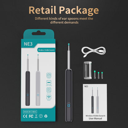 NE3 Ear Cleaner Otoscope Ear Wax Removal Tool With Camera LED Light Wireless Ear Endoscope Ear Cleaning Kit For phone