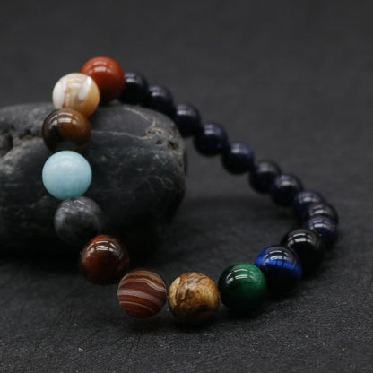 New Fashion Eight Planets Beaded Bracelet Men's Natural Stone Cosmic Yoga Chakra Solar Bracelet, Jewelry Handmade Bohemian Natural Stones Bracelet