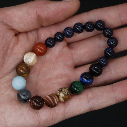 New Fashion Eight Planets Beaded Bracelet Men's Natural Stone Cosmic Yoga Chakra Solar Bracelet, Jewelry Handmade Bohemian Natural Stones Bracelet