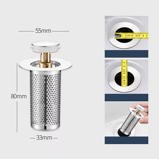 Stainless Steel Floor Drain Filter Bounce Core Basin Sink Strainer for Bathroom